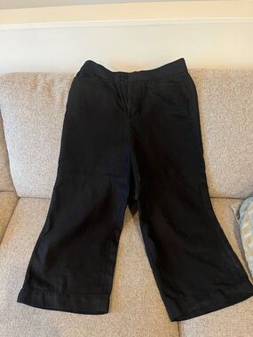 Vince Linen Cropped Wide Leg High Rise Pants